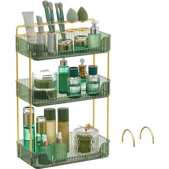 3 tier makeup organizer skincare storage shelf for vanity bathroom dresser - Picture 1 of 7